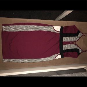 Burgundy color block Midi Dress 🌺💙